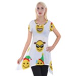 Xmas Emoji Happy Faces Short Sleeve Side Drop Tunic