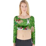 xmas sloth  Long Sleeve Crop Top (Tight Fit)