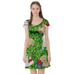 xmas sloth  Short Sleeve Skater Dress