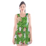 xmas sloth  Scoop Neck Skater Dress