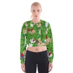 xmas sloth  Women s Cropped Sweatshirt