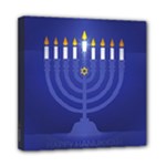 blue happy hannukah Mini Canvas 8  x 8  (Stretched)