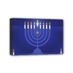 blue happy hannukah Mini Canvas 6  x 4  (Stretched)