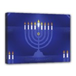 blue happy hannukah Canvas 16  x 12  (Stretched)