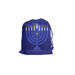 blue happy hannukah Drawstring Pouch (Small)