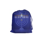 blue happy hannukah Drawstring Pouch (Medium)