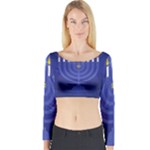 blue happy hannukah Long Sleeve Crop Top (Tight Fit)