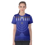 blue happy hannukah Women s Cotton Tee