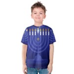 blue happy hannukah Kids  Cotton Tee