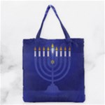 blue happy hannukah Grocery Tote Bag