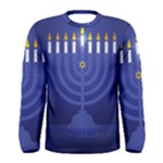 blue happy hannukah Men s Long Sleeve Tee