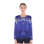 blue happy hannukah Women s Long Sleeve Tee