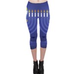 blue happy hannukah Capri Leggings 