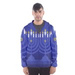 blue happy hannukah Hooded Wind Breaker (Men)