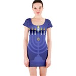 blue happy hannukah Short Sleeve Bodycon Dress