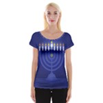 blue happy hannukah Women s Cap Sleeve Top