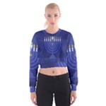 blue happy hannukah Women s Cropped Sweatshirt