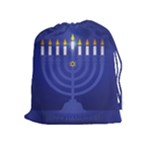 blue happy hannukah Drawstring Pouch (XL)