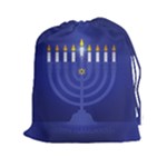 blue happy hannukah Drawstring Pouch (XXL)