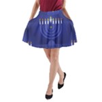 blue happy hannukah A-Line Pocket Skirt