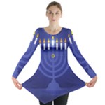 blue happy hannukah Long Sleeve Tunic 