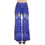 blue happy hannukah Women s Chic Palazzo Pants 