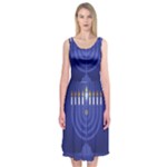 blue happy hannukah Midi Sleeveless Dress