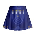 blue happy hannukah Mini Flare Skirt