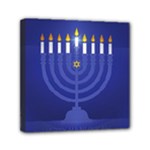 blue happy hannukah Mini Canvas 6  x 6  (Stretched)