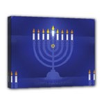 blue happy hannukah Canvas 14  x 11  (Stretched)