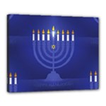 blue happy hannukah Canvas 20  x 16  (Stretched)