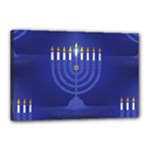 blue happy hannukah Canvas 18  x 12  (Stretched)