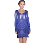 blue happy hannukah Long Sleeve Nightdress