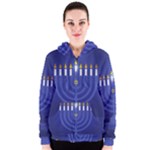 blue happy hannukah Women s Zipper Hoodie