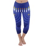 blue happy hannukah Capri Winter Leggings 