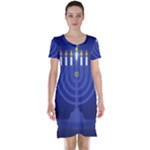 blue happy hannukah Short Sleeve Nightdress