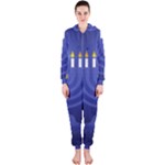 blue happy hannukah Hooded Jumpsuit (Ladies)