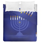 blue happy hannukah Duvet Cover Double Side (Queen Size)