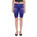 blue happy hannukah Yoga Cropped Leggings