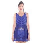 blue happy hannukah Scoop Neck Skater Dress