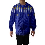 blue happy hannukah Hooded Wind Breaker (Kids)