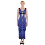 blue happy hannukah Fitted Maxi Dress