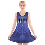 blue happy hannukah V-Neck Sleeveless Dress