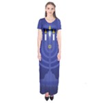 blue happy hannukah Short Sleeve Maxi Dress