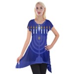 blue happy hannukah Short Sleeve Side Drop Tunic