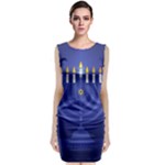 blue happy hannukah Sleeveless Velvet Midi Dress