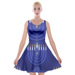 blue happy hannukah Velvet Skater Dress