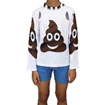 Funny Poop Emoji Kids  Long Sleeve Swimwear