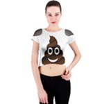 Funny Poop Emoji Crew Neck Crop Top