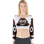 Funny Poop Emoji Long Sleeve Crop Top (Tight Fit)